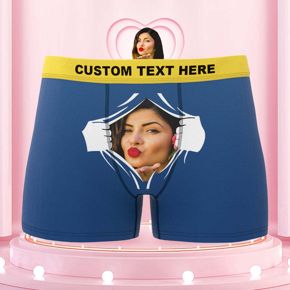 Men's Custom Face On Tearing Colorful Waistband Boxer Shorts - MyFaceBoxer