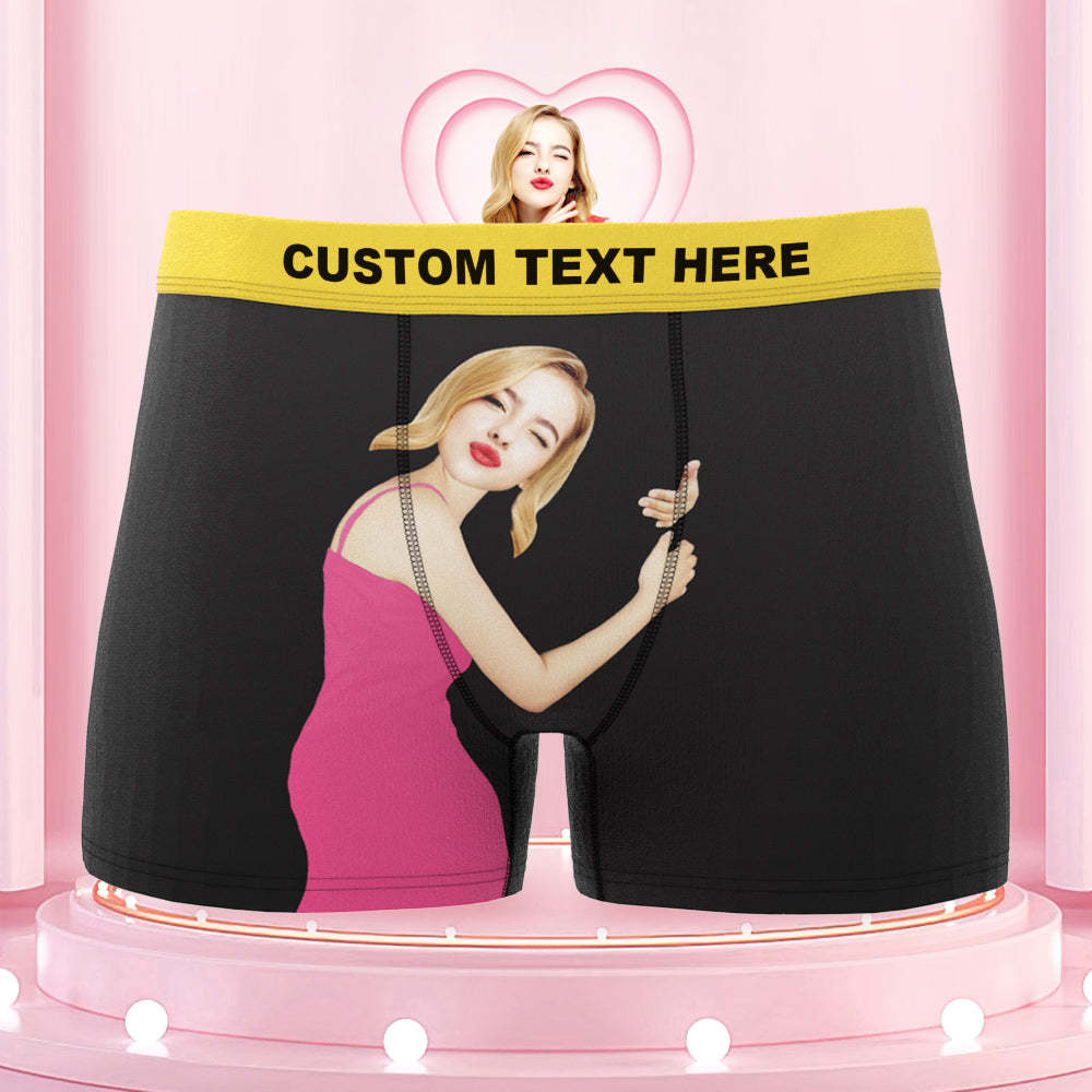 Custom Face On Body Colorful Waistband Boxer Briefs Pink Dress Style - MyFaceBoxer