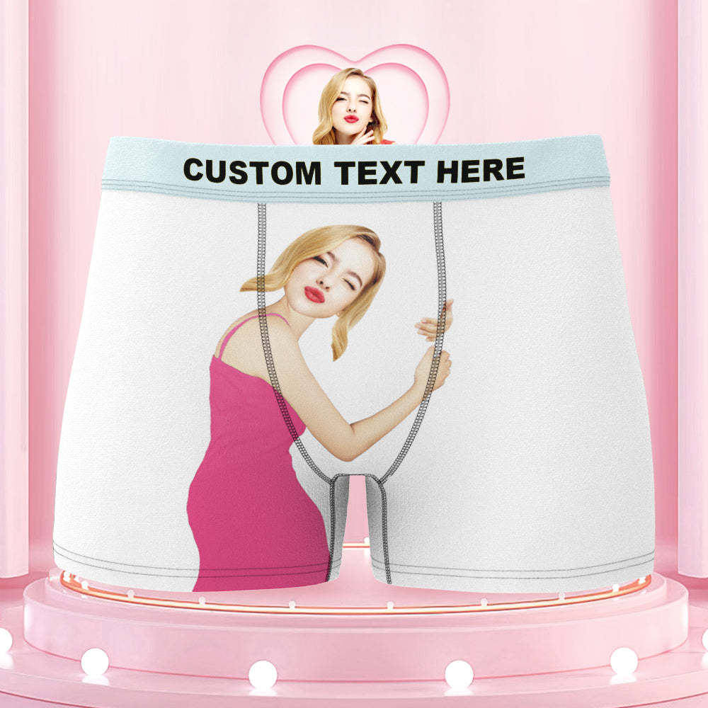 Custom Face On Body Colorful Waistband Boxer Briefs Pink Dress Style - MyFaceBoxer