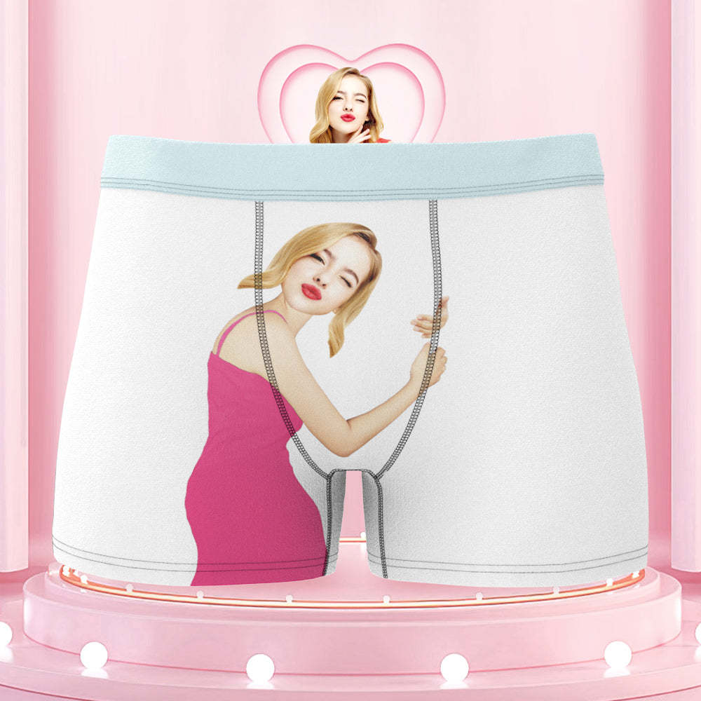 Custom Face On Body Colorful Waistband Boxer Briefs Pink Dress Style - MyFaceBoxer