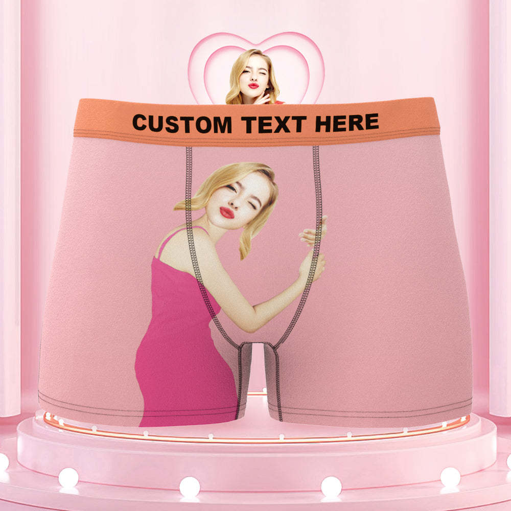 Custom Face On Body Colorful Waistband Boxer Briefs Pink Dress Style - MyFaceBoxer