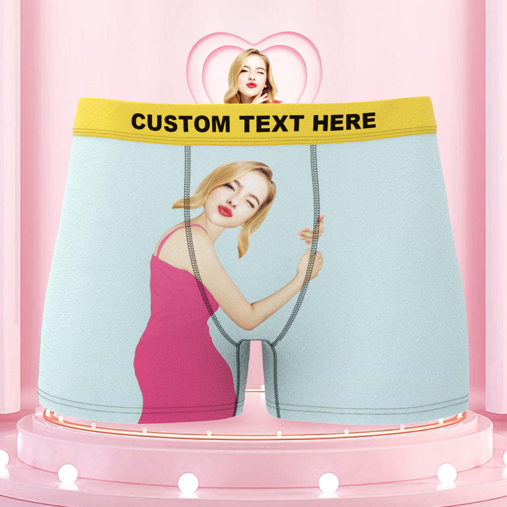 Custom Face On Body Colorful Waistband Boxer Briefs Pink Dress Style - MyFaceBoxer