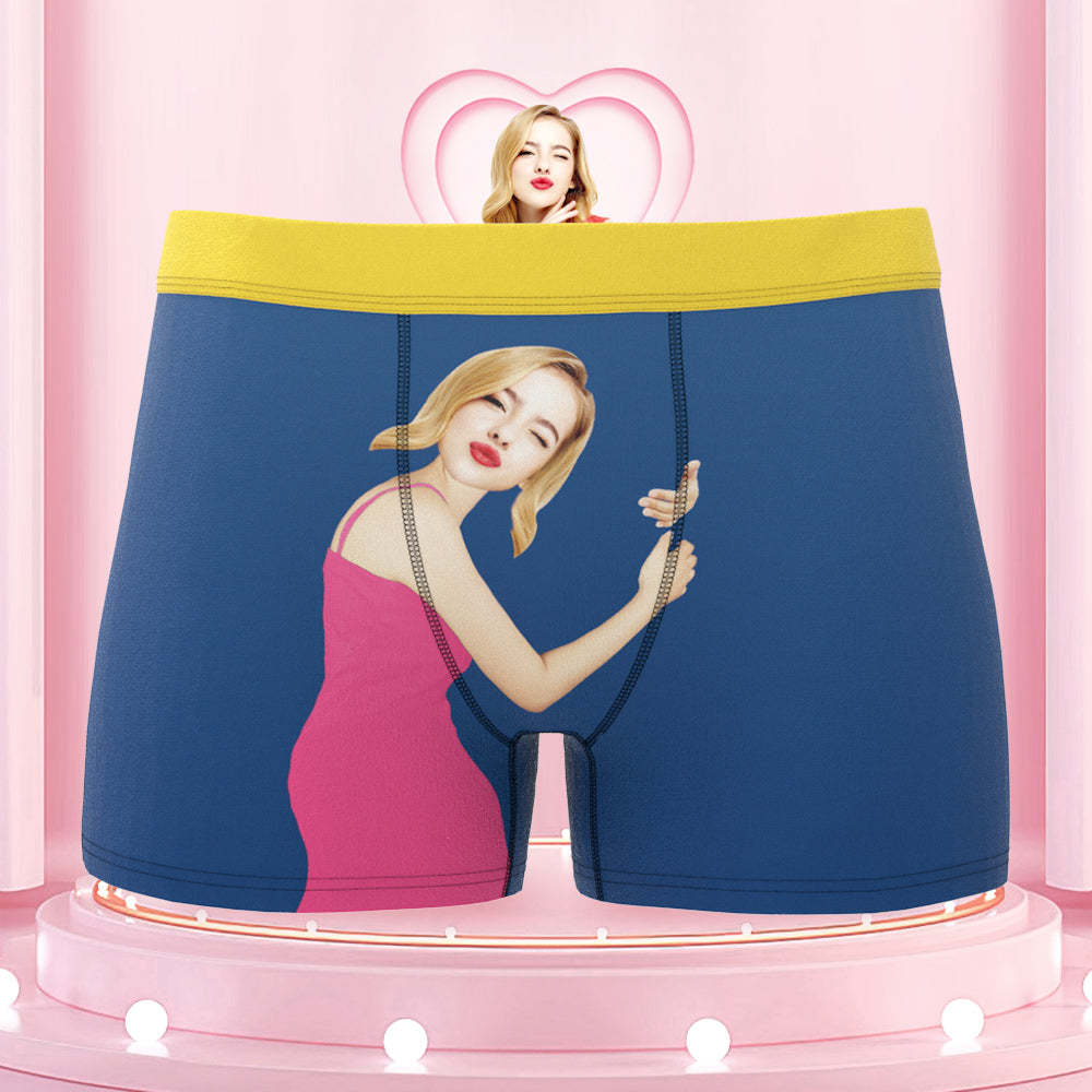 Custom Face On Body Colorful Waistband Boxer Briefs Pink Dress Style - MyFaceBoxer