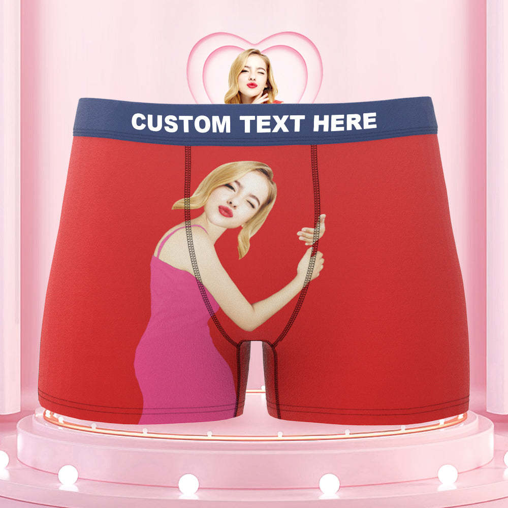 Custom Face On Body Colorful Waistband Boxer Briefs Pink Dress Style - MyFaceBoxer