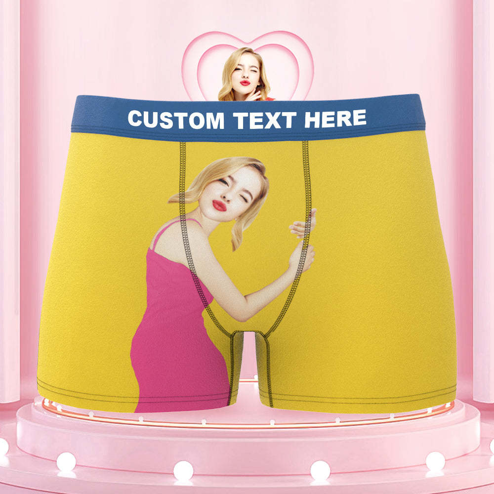 Custom Face On Body Colorful Waistband Boxer Briefs Pink Dress Style - MyFaceBoxer