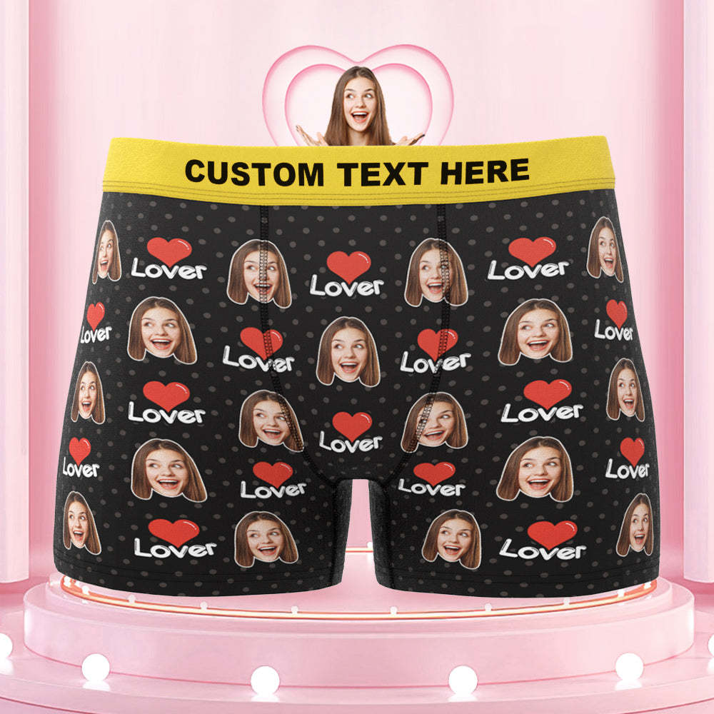 Men's Custom Face Colorful Waistband Boxer Briefs - Lover - MyFaceBoxer