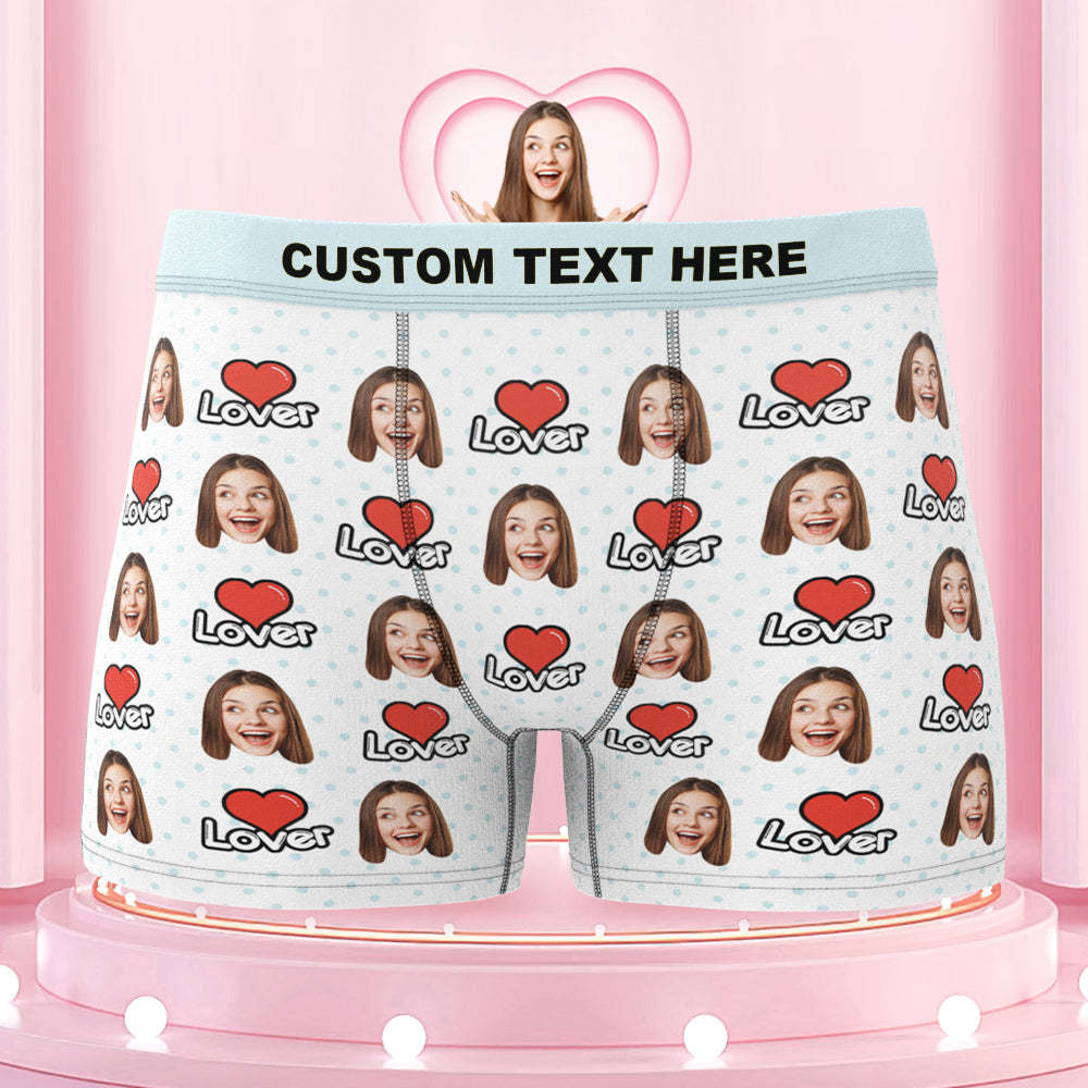 Men's Custom Face Colorful Waistband Boxer Briefs - Lover - MyFaceBoxer