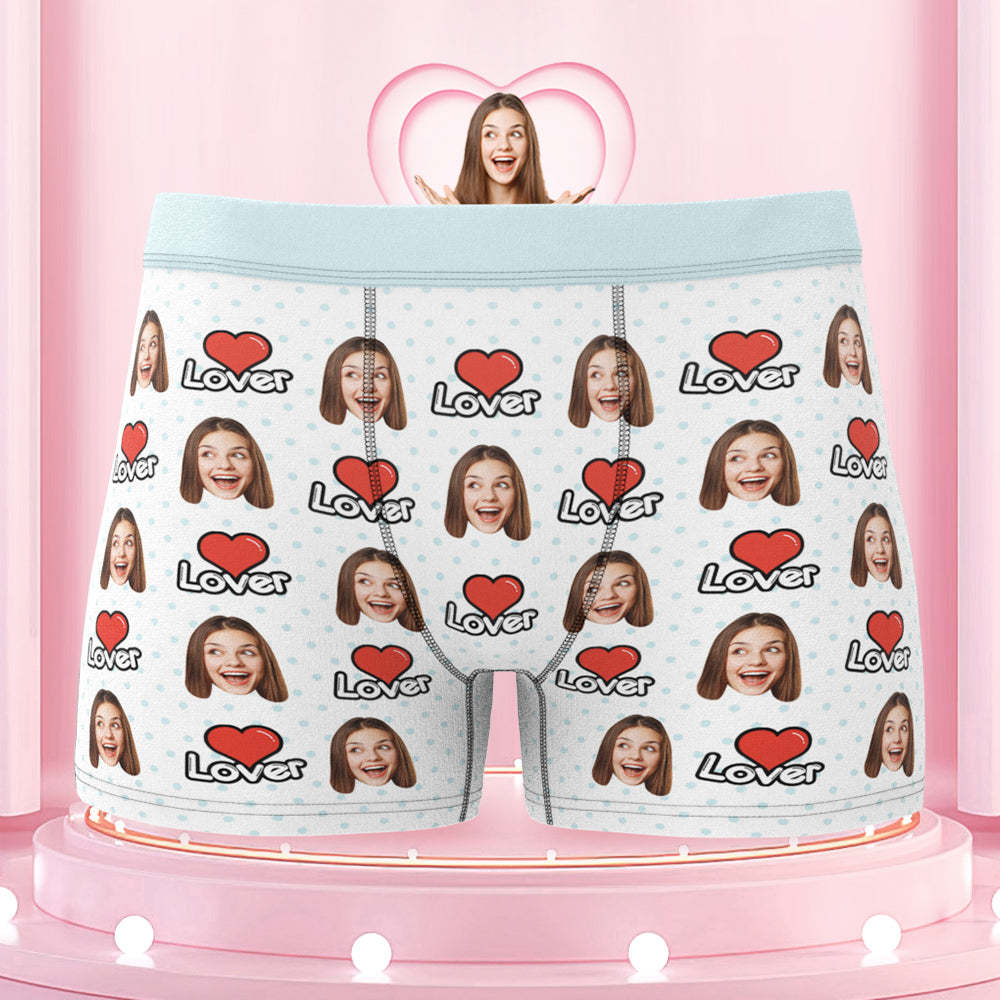 Men's Custom Face Colorful Waistband Boxer Briefs - Lover - MyFaceBoxer