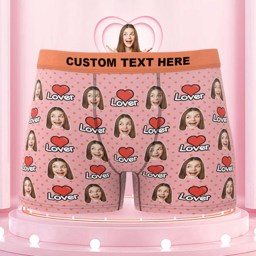 Men's Custom Face Colorful Waistband Boxer Briefs - Lover - MyFaceBoxer