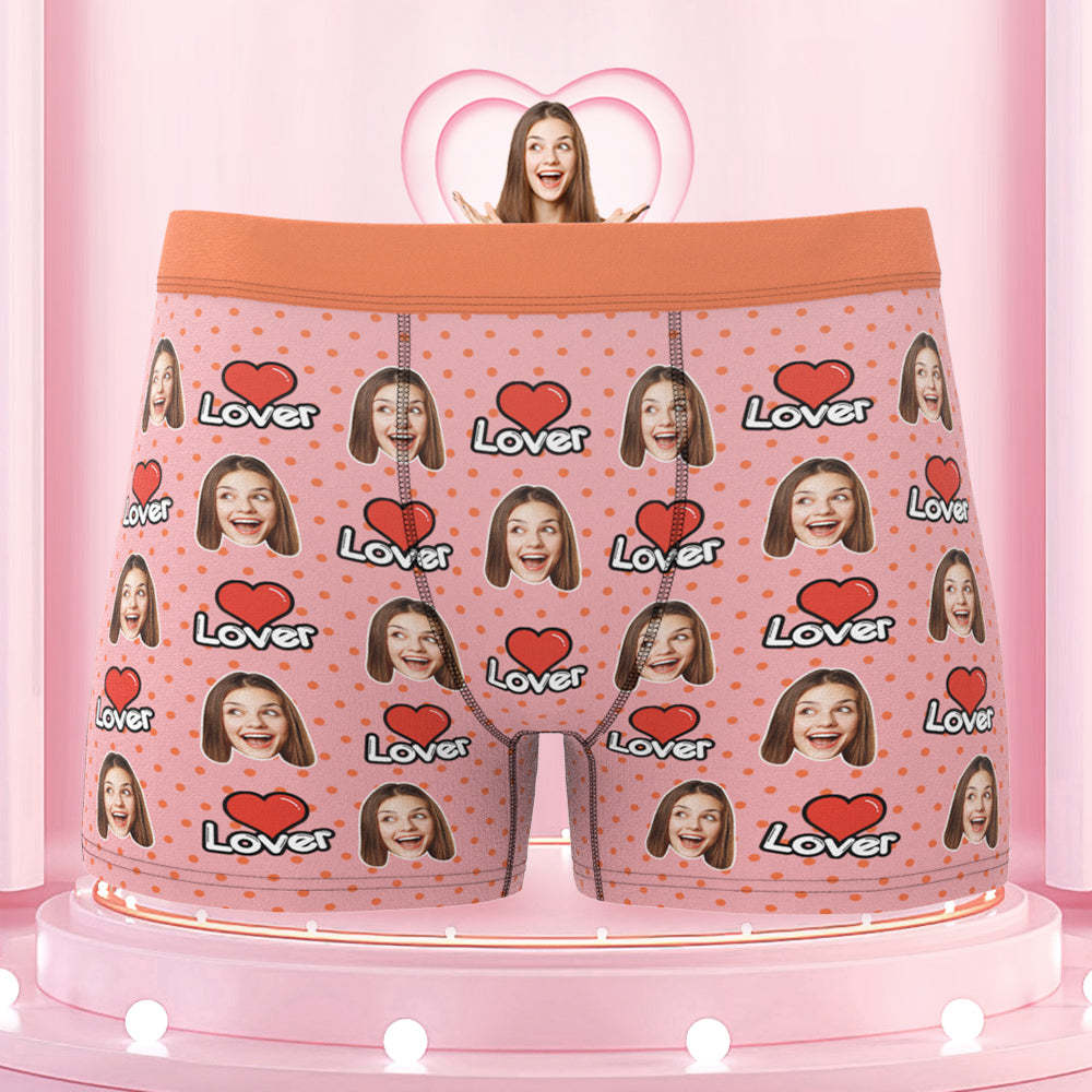 Men's Custom Face Colorful Waistband Boxer Briefs - Lover - MyFaceBoxer