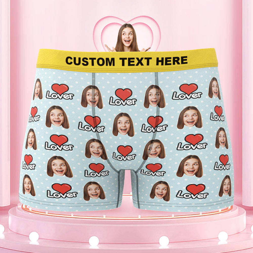 Men's Custom Face Colorful Waistband Boxer Briefs - Lover - MyFaceBoxer