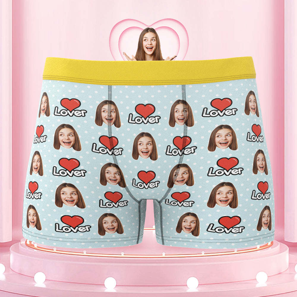 Men's Custom Face Colorful Waistband Boxer Briefs - Lover - MyFaceBoxer