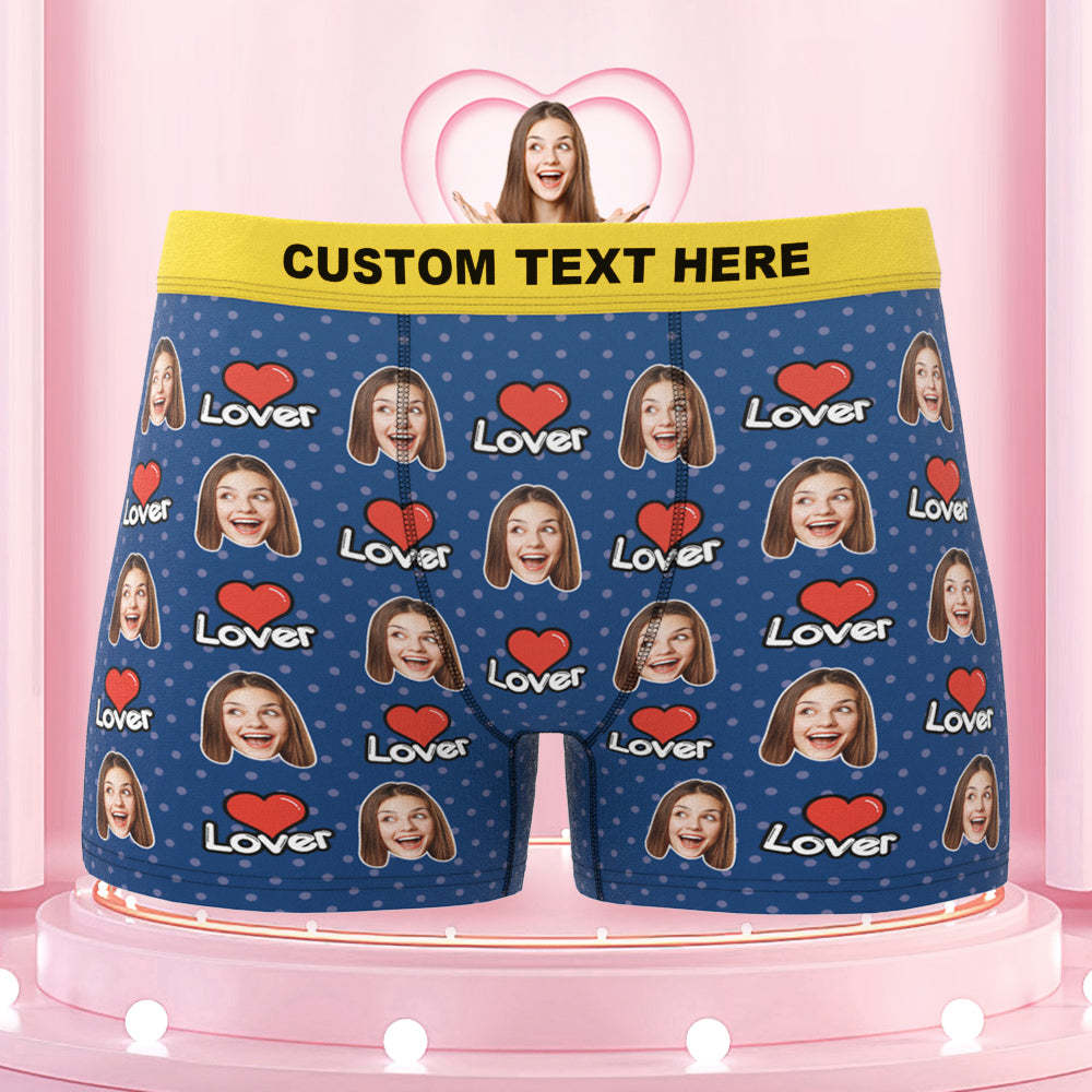 Men's Custom Face Colorful Waistband Boxer Briefs - Lover - MyFaceBoxer