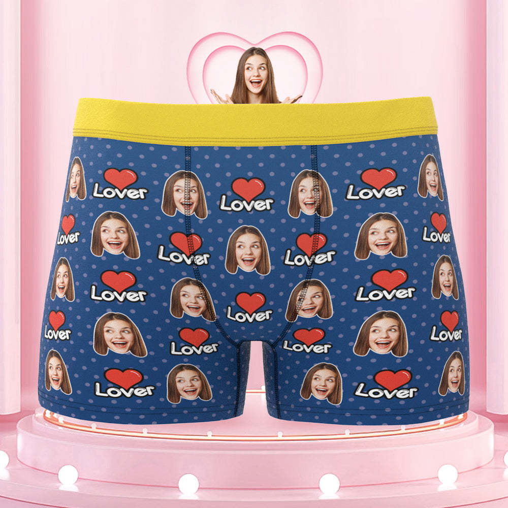 Men's Custom Face Colorful Waistband Boxer Briefs - Lover - MyFaceBoxer