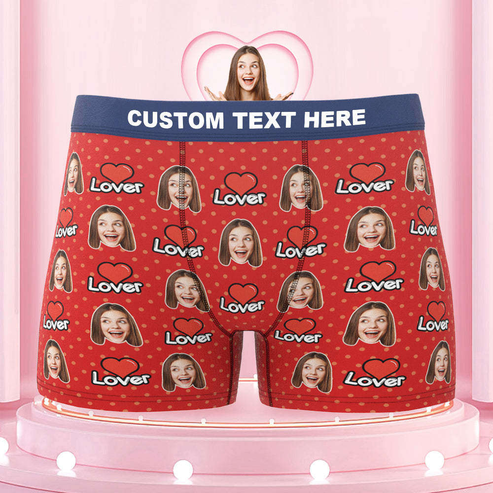 Men's Custom Face Colorful Waistband Boxer Briefs - Lover - MyFaceBoxer