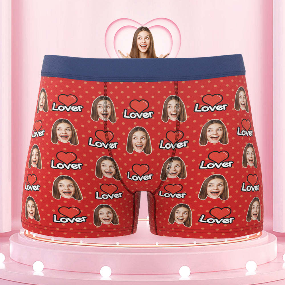 Men's Custom Face Colorful Waistband Boxer Briefs - Lover - MyFaceBoxer
