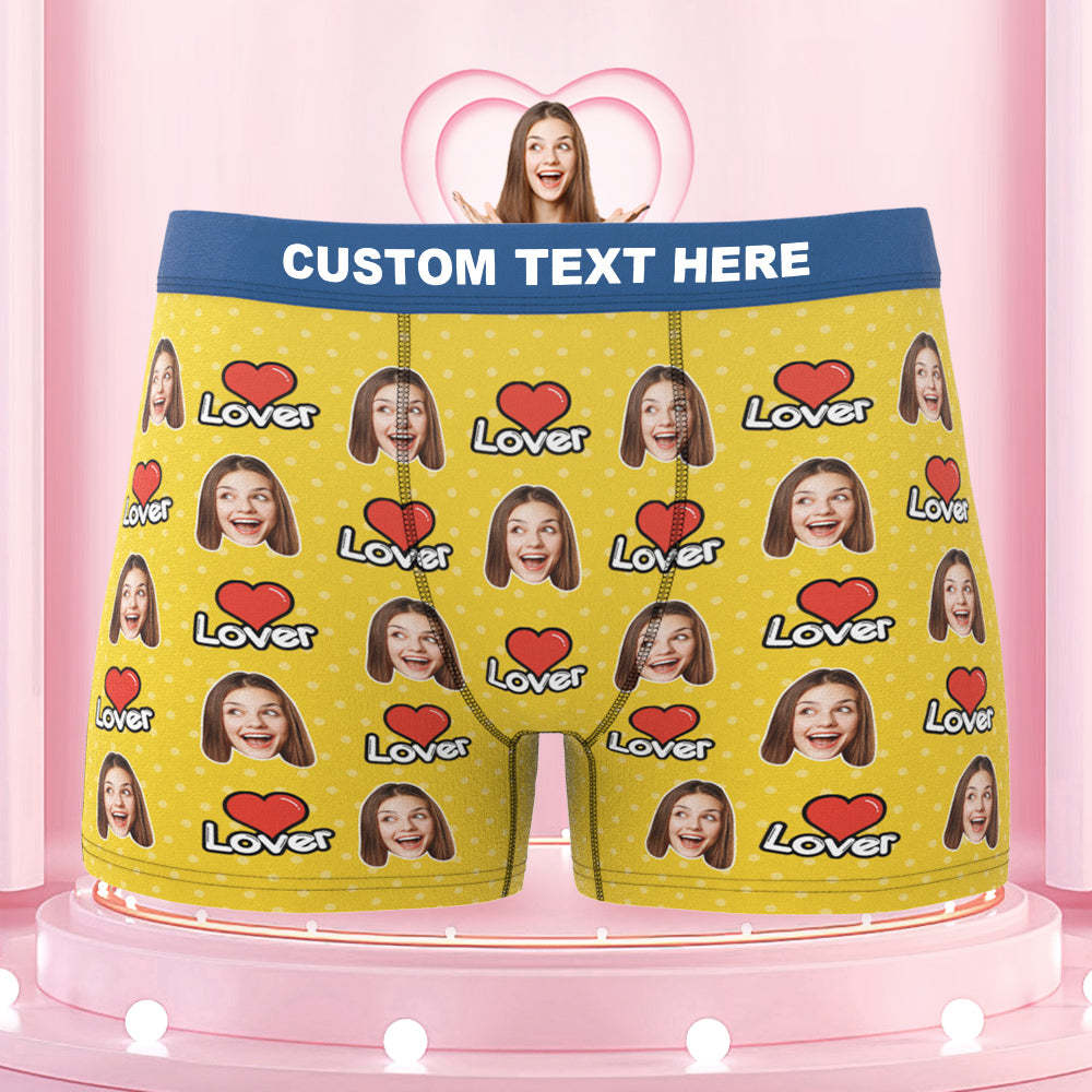 Men's Custom Face Colorful Waistband Boxer Briefs - Lover - MyFaceBoxer