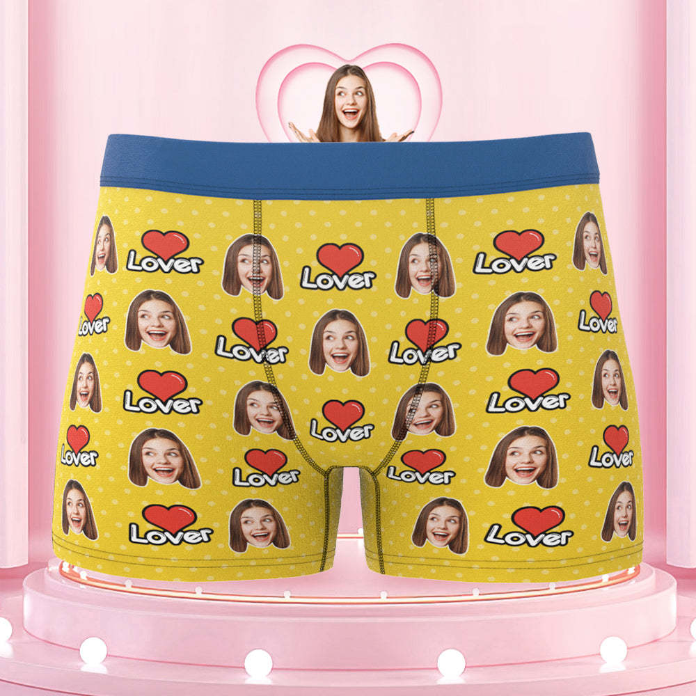 Men's Custom Face Colorful Waistband Boxer Briefs - Lover - MyFaceBoxer