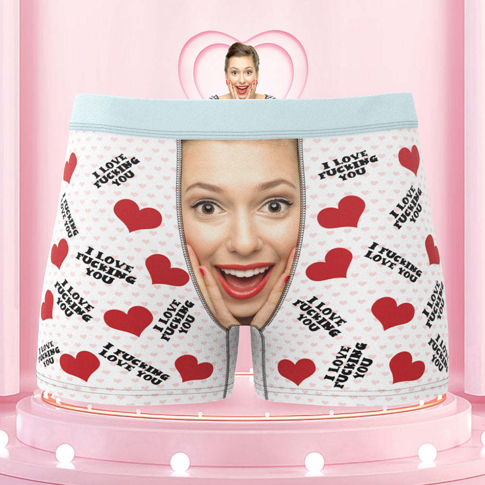 Men's Custom Face I FUCKING LOVE YOU Colorful Waistband Boxer Briefs - MyFaceBoxer