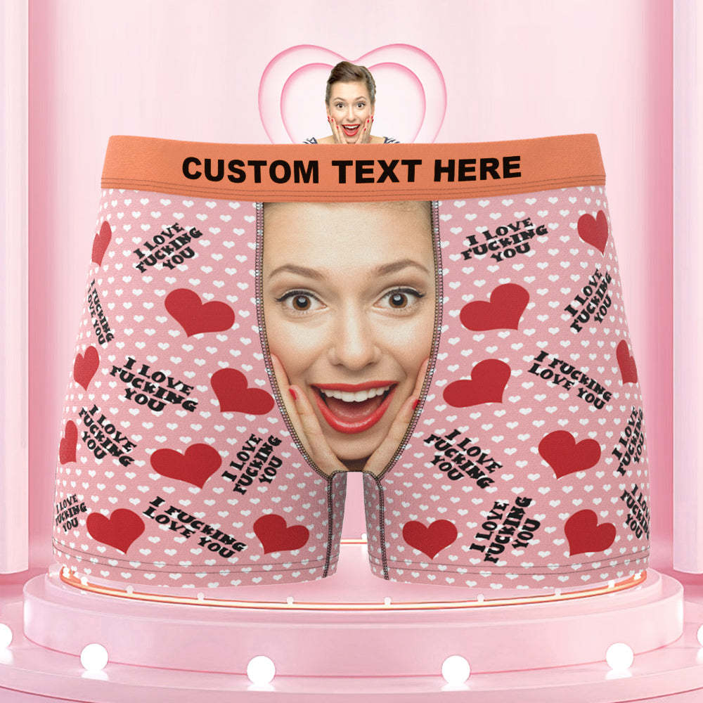 Men's Custom Face I FUCKING LOVE YOU Colorful Waistband Boxer Briefs - MyFaceBoxer