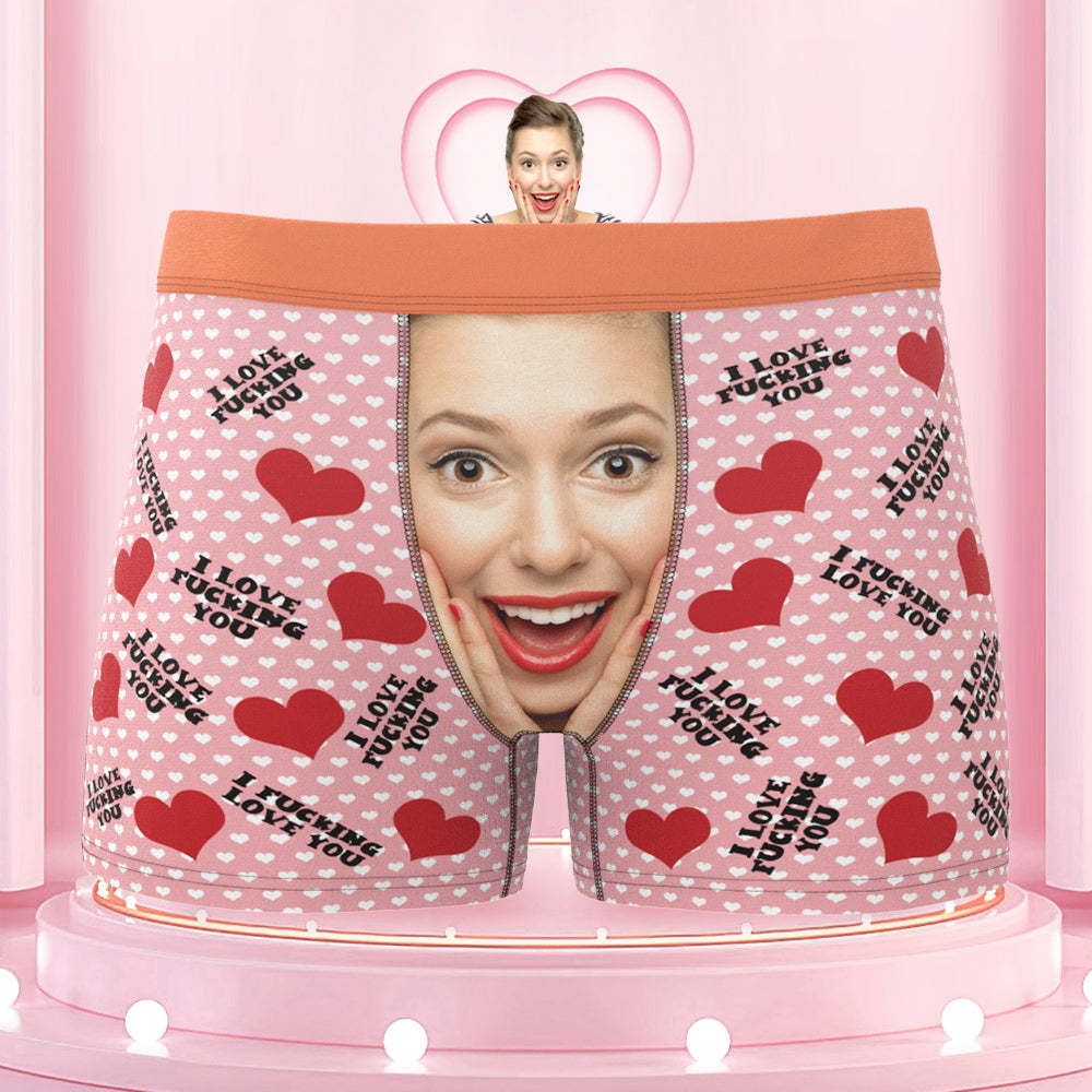 Men's Custom Face I FUCKING LOVE YOU Colorful Waistband Boxer Briefs - MyFaceBoxer