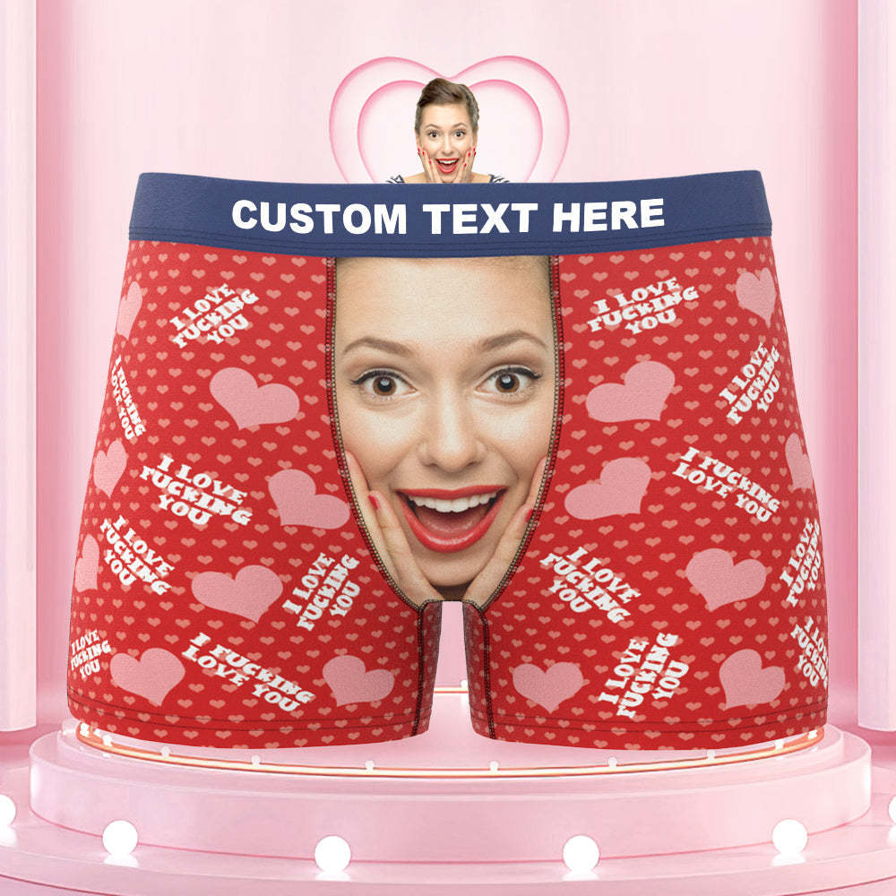 Men's Custom Face I FUCKING LOVE YOU Colorful Waistband Boxer Briefs - MyFaceBoxer