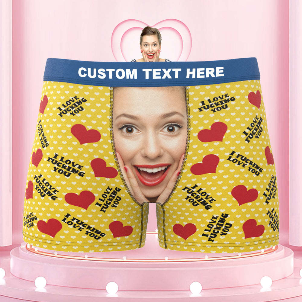Men's Custom Face I FUCKING LOVE YOU Colorful Waistband Boxer Briefs - MyFaceBoxer