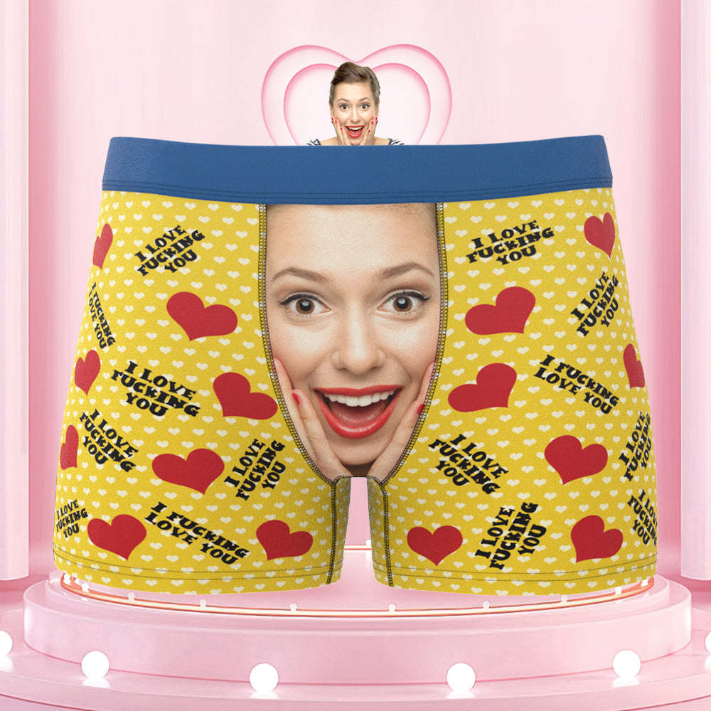 Men's Custom Face I FUCKING LOVE YOU Colorful Waistband Boxer Briefs - MyFaceBoxer