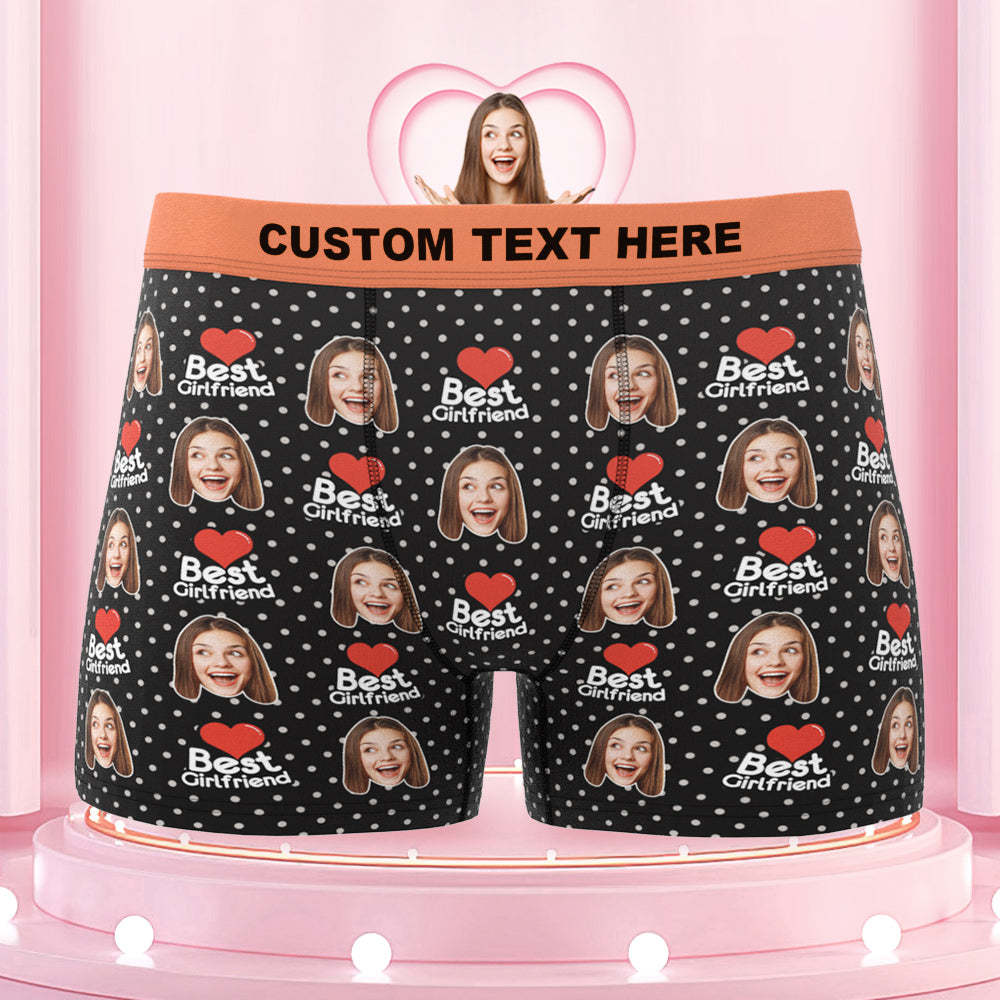 Men's Custom Face Colorful Waistband Boxer Briefs - Best Girlfriend - MyFaceBoxer