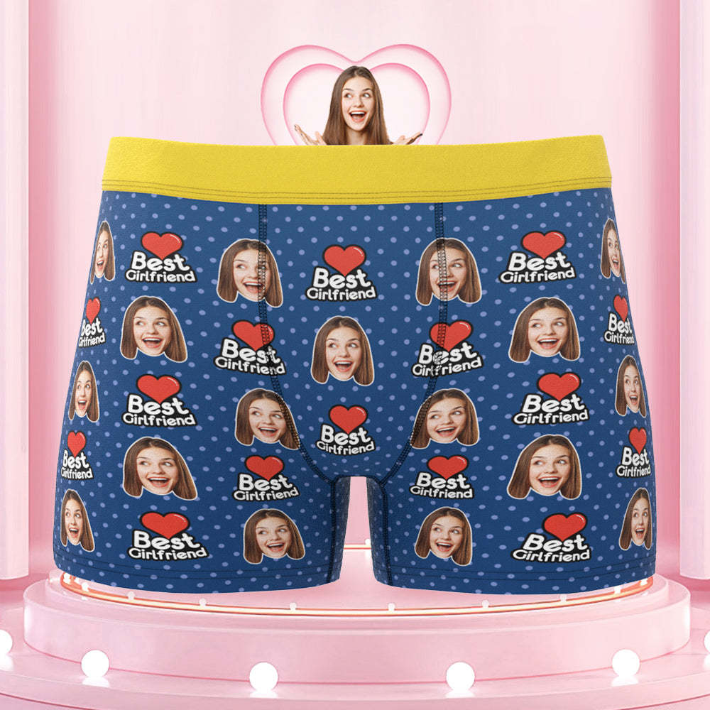 Men's Custom Face Colorful Waistband Boxer Briefs - Best Girlfriend - MyFaceBoxer