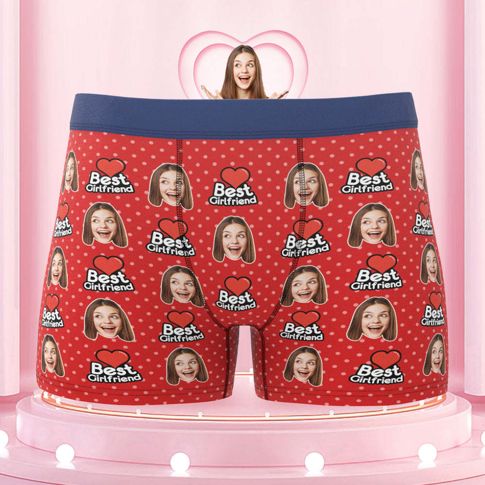 Men's Custom Face Colorful Waistband Boxer Briefs - Best Girlfriend - MyFaceBoxer