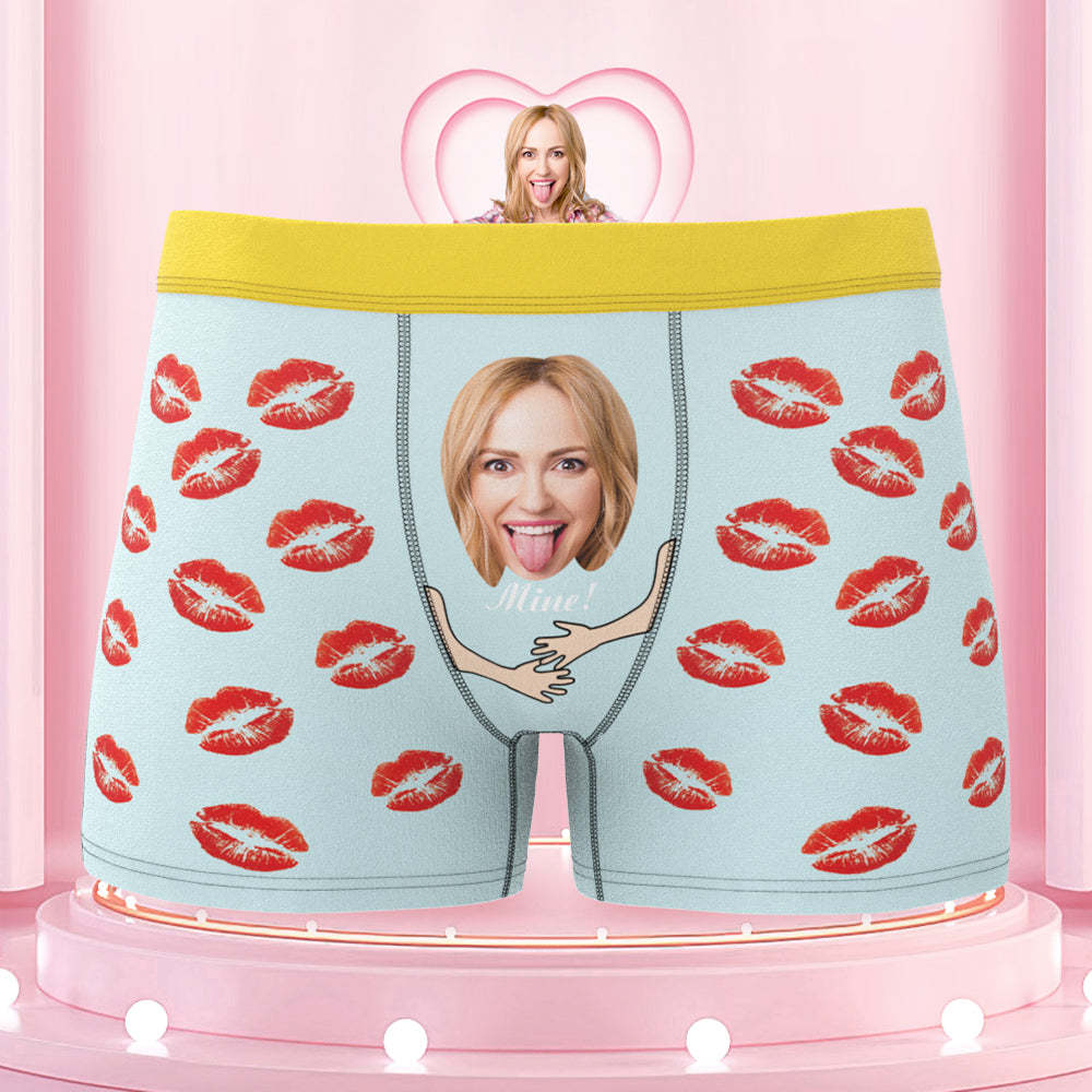 Custom Face Funny Men's Colorful Waistband Boxers Lip Print Style All Mine - MyFaceBoxer