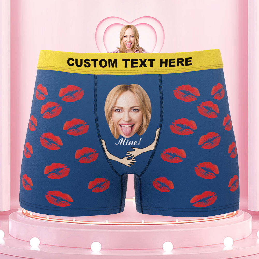Custom Face Funny Men's Colorful Waistband Boxers Lip Print Style All Mine - MyFaceBoxer