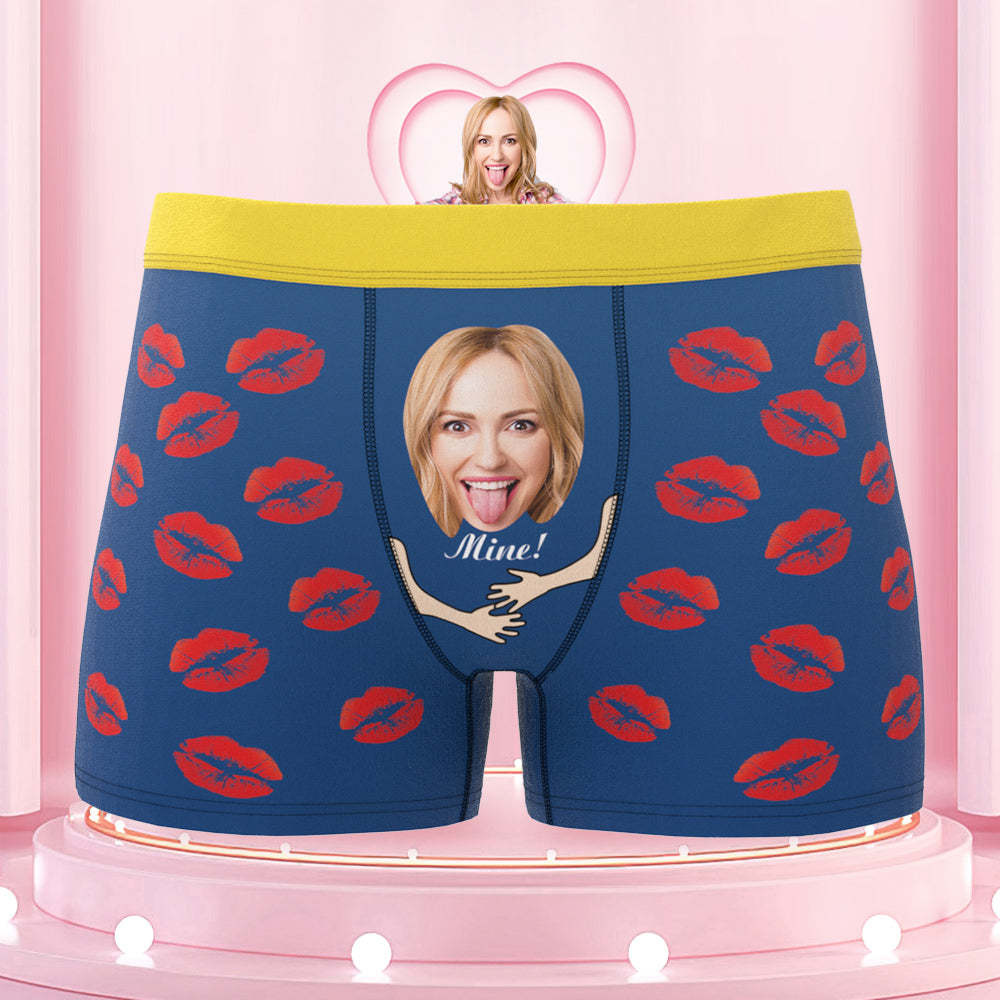 Custom Face Funny Men's Colorful Waistband Boxers Lip Print Style All Mine - MyFaceBoxer