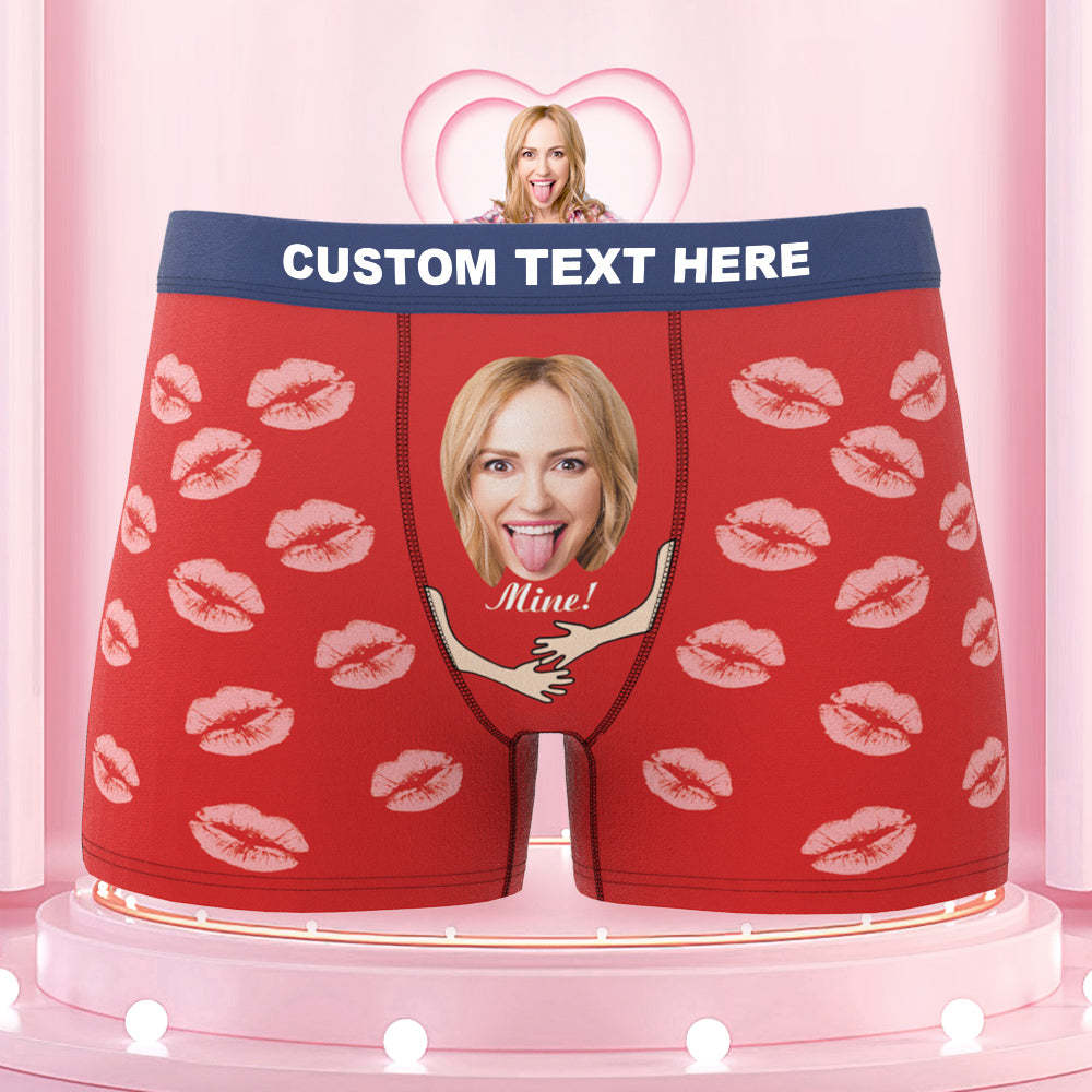 Custom Face Funny Men's Colorful Waistband Boxers Lip Print Style All Mine - MyFaceBoxer