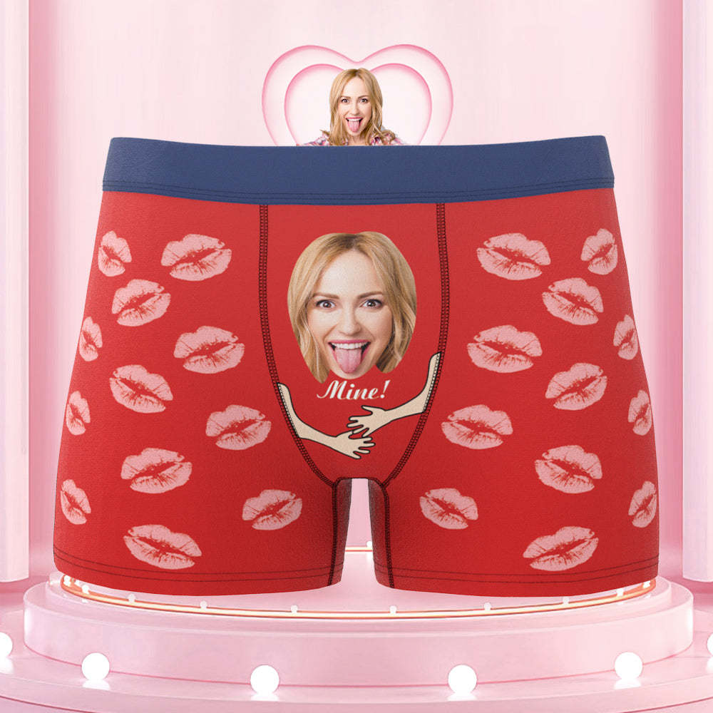 Custom Face Funny Men's Colorful Waistband Boxers Lip Print Style All Mine - MyFaceBoxer