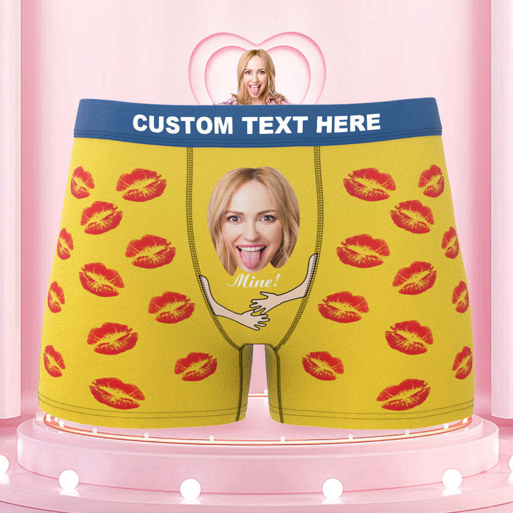 Custom Face Funny Men's Colorful Waistband Boxers Lip Print Style All Mine - MyFaceBoxer