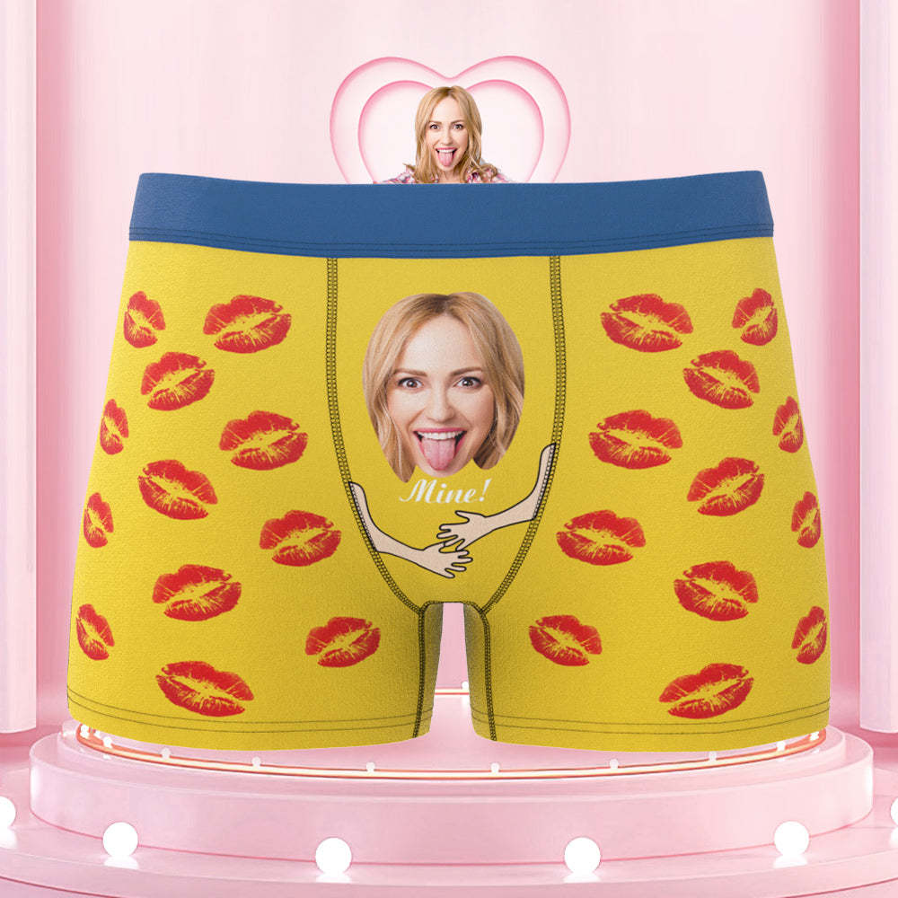 Custom Face Funny Men's Colorful Waistband Boxers Lip Print Style All Mine - MyFaceBoxer