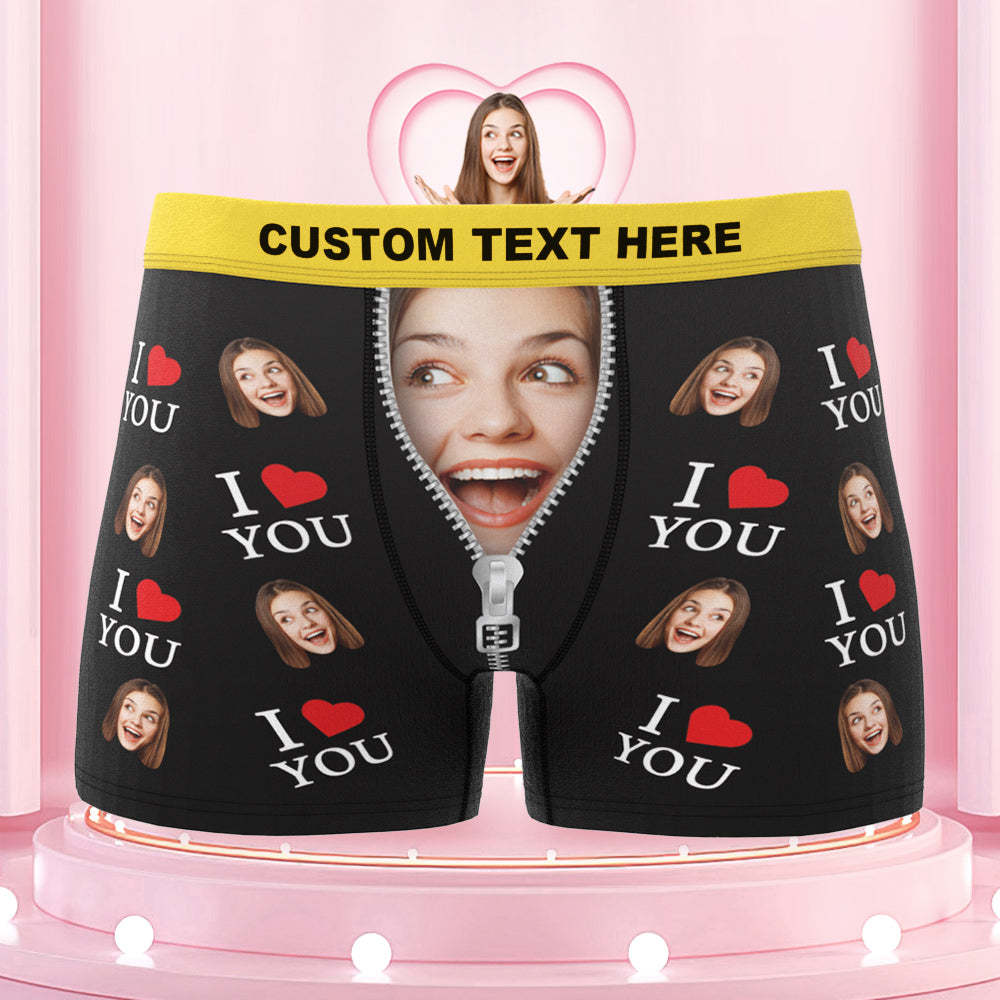 Custom Face Colorful Waistband Boxer Briefs I Love You Personalized Naughty Gift for Him - MyFaceBoxer