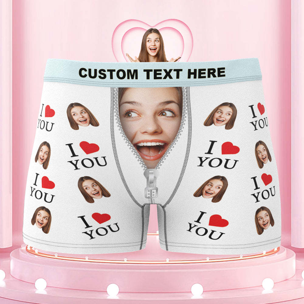 Custom Face Colorful Waistband Boxer Briefs I Love You Personalized Naughty Gift for Him - MyFaceBoxer