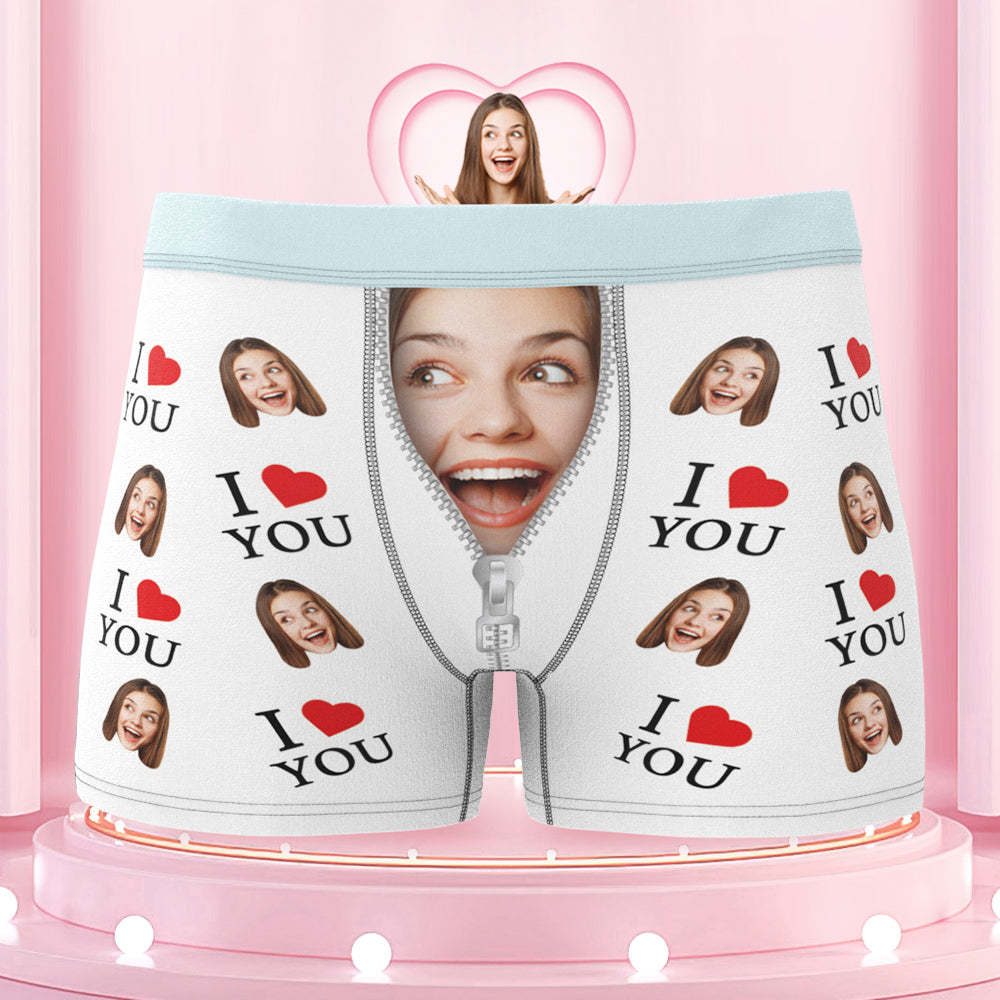 Custom Face Colorful Waistband Boxer Briefs I Love You Personalized Naughty Gift for Him - MyFaceBoxer