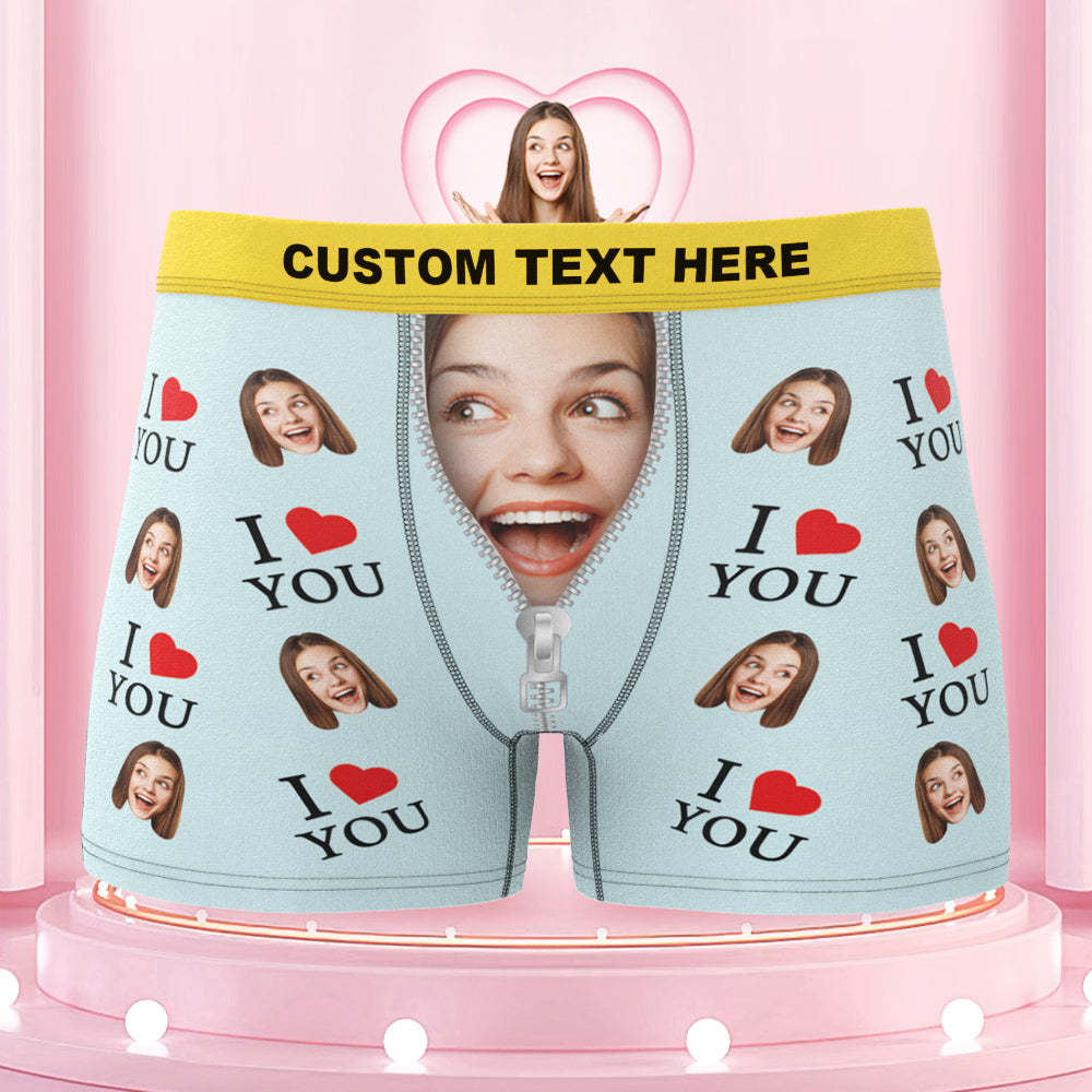 Custom Face Colorful Waistband Boxer Briefs I Love You Personalized Naughty Gift for Him - MyFaceBoxer