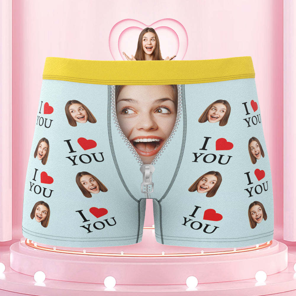 Custom Face Colorful Waistband Boxer Briefs I Love You Personalized Naughty Gift for Him - MyFaceBoxer