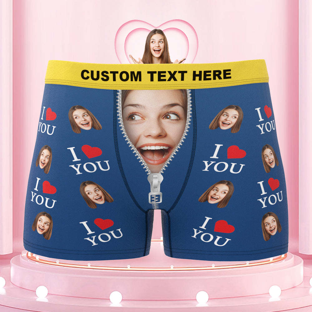 Custom Face Colorful Waistband Boxer Briefs I Love You Personalized Naughty Gift for Him - MyFaceBoxer