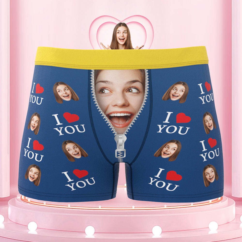 Custom Face Colorful Waistband Boxer Briefs I Love You Personalized Naughty Gift for Him - MyFaceBoxer