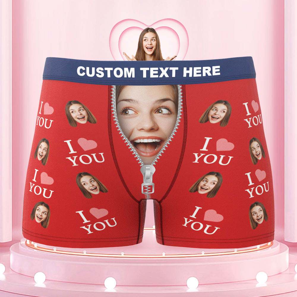 Custom Face Colorful Waistband Boxer Briefs I Love You Personalized Naughty Gift for Him - MyFaceBoxer