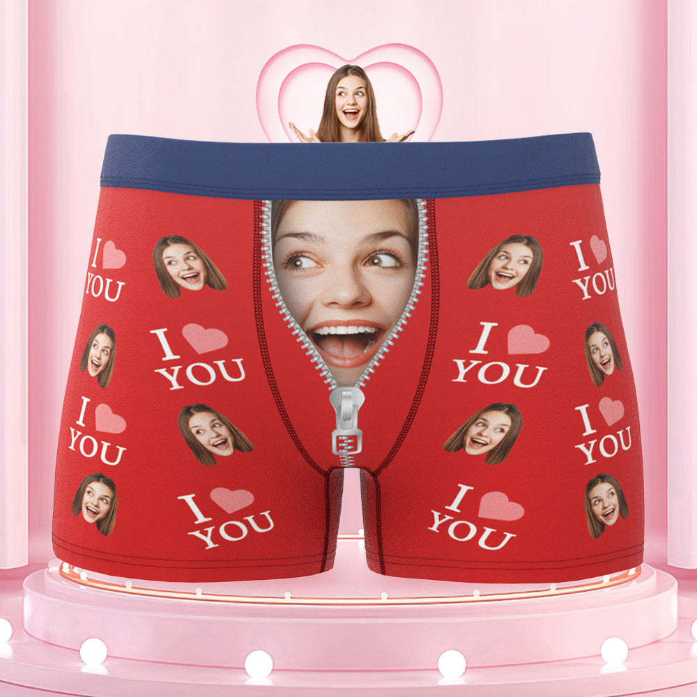 Custom Face Colorful Waistband Boxer Briefs I Love You Personalized Naughty Gift for Him - MyFaceBoxer