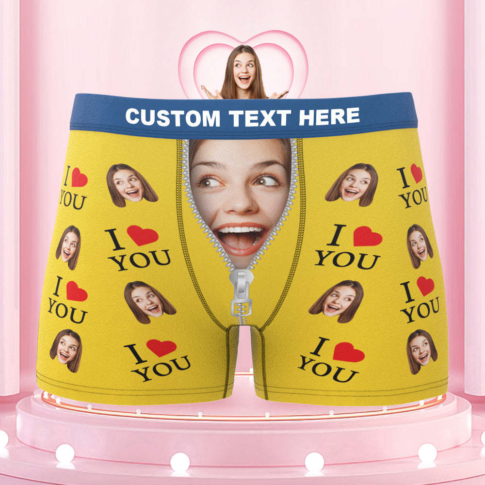 Custom Face Colorful Waistband Boxer Briefs I Love You Personalized Naughty Gift for Him - MyFaceBoxer