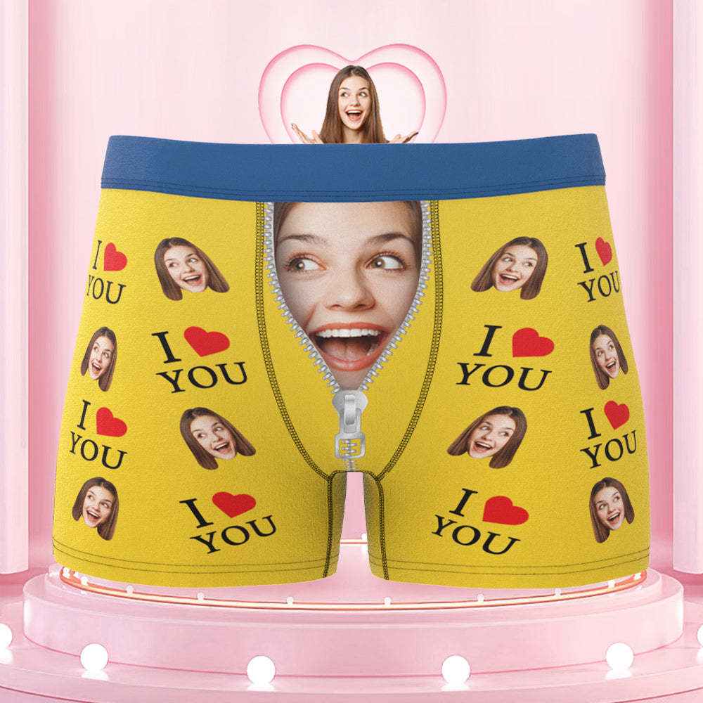Custom Face Colorful Waistband Boxer Briefs I Love You Personalized Naughty Gift for Him - MyFaceBoxer