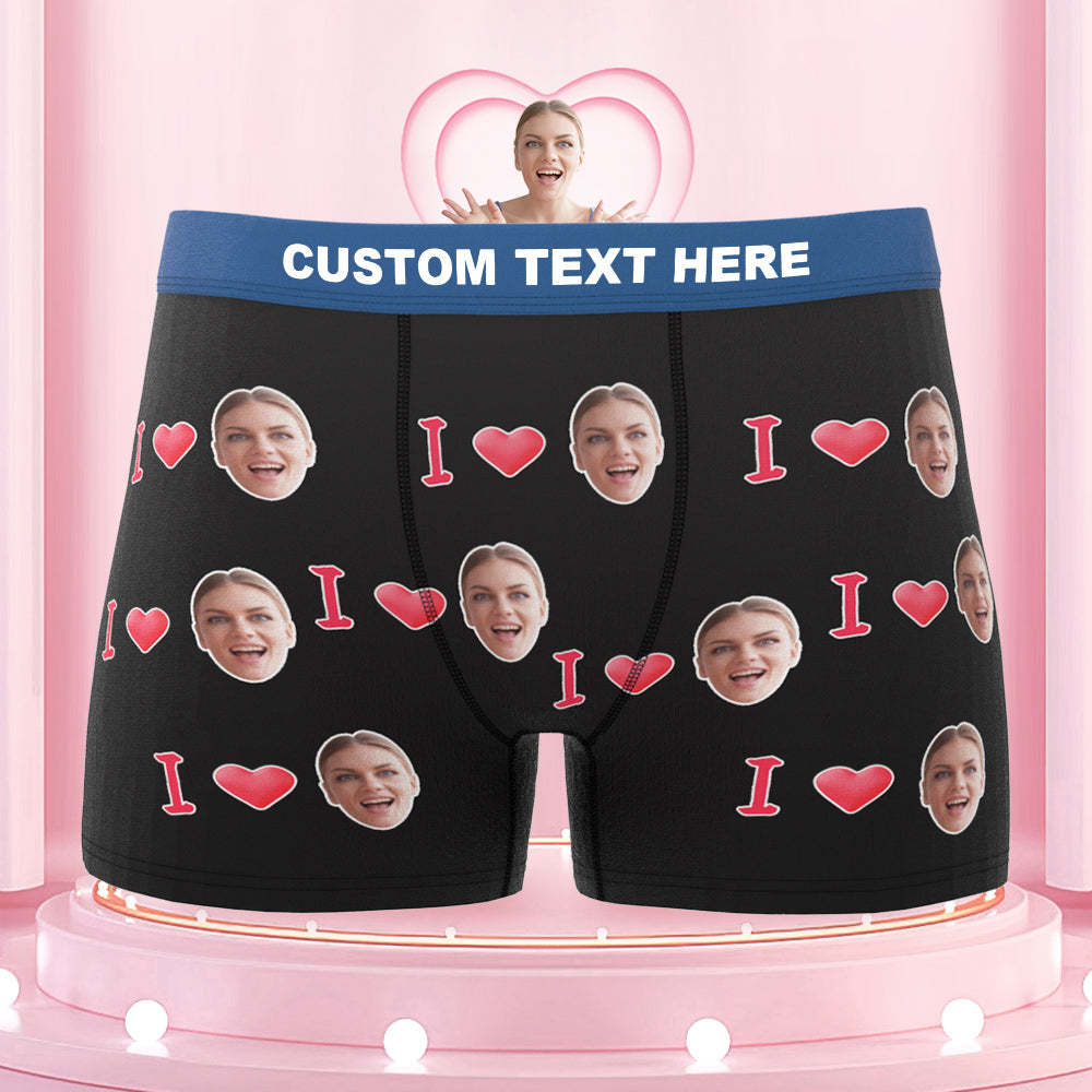 Custom I Love Your Face Colorful Waistband Boxer Briefs Naughty Gift for Him - MyFaceBoxer